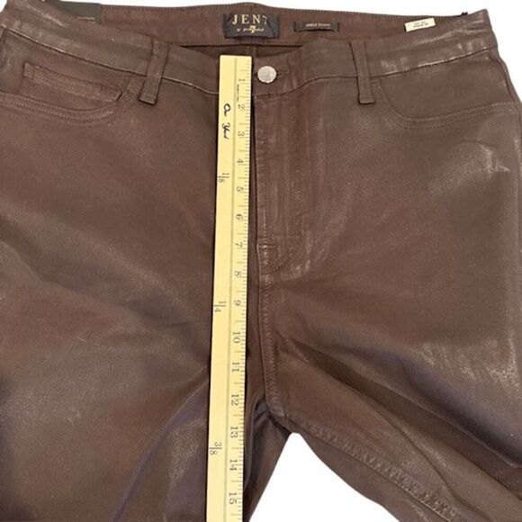 NWT 7 For All Mankind JEN 7 Ankle Skinny Brown Coated Leather Look Jeans Size 18 - Picture 11 of 13